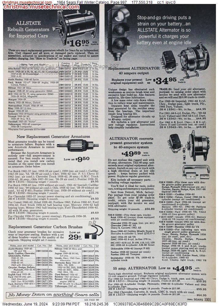 1964 Sears Fall Winter Catalog, Page 997