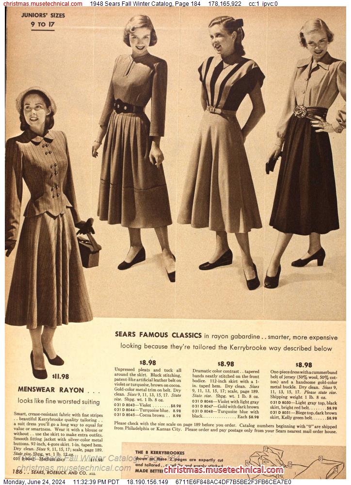 1948 Sears Fall Winter Catalog, Page 184