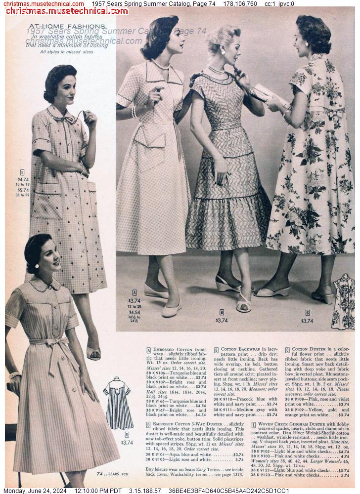 1957 Sears Spring Summer Catalog, Page 74