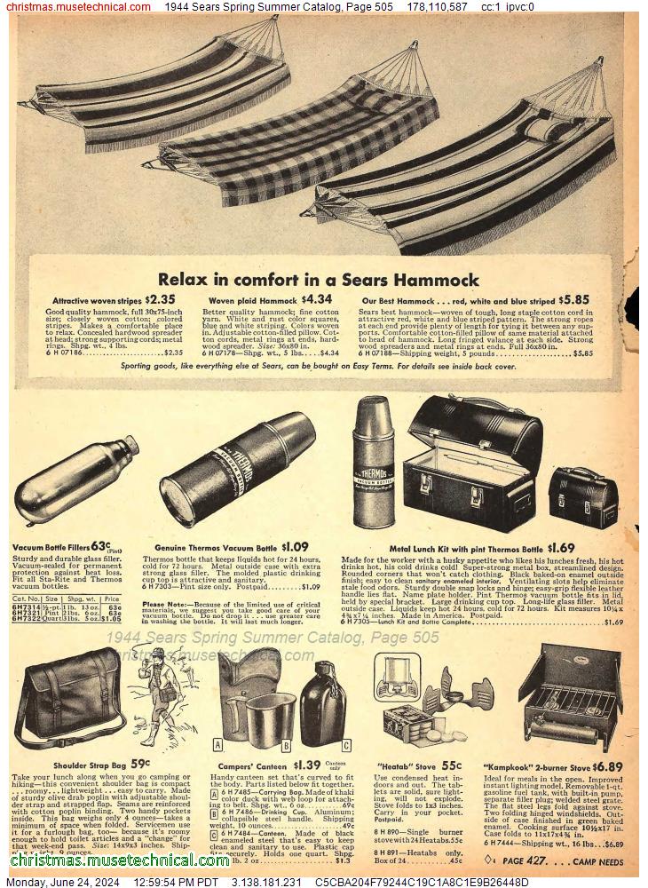 1944 Sears Spring Summer Catalog, Page 505
