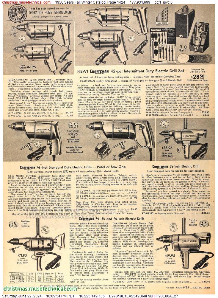 1956 Sears Fall Winter Catalog, Page 1424