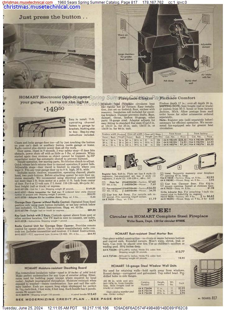 1960 Sears Spring Summer Catalog, Page 817
