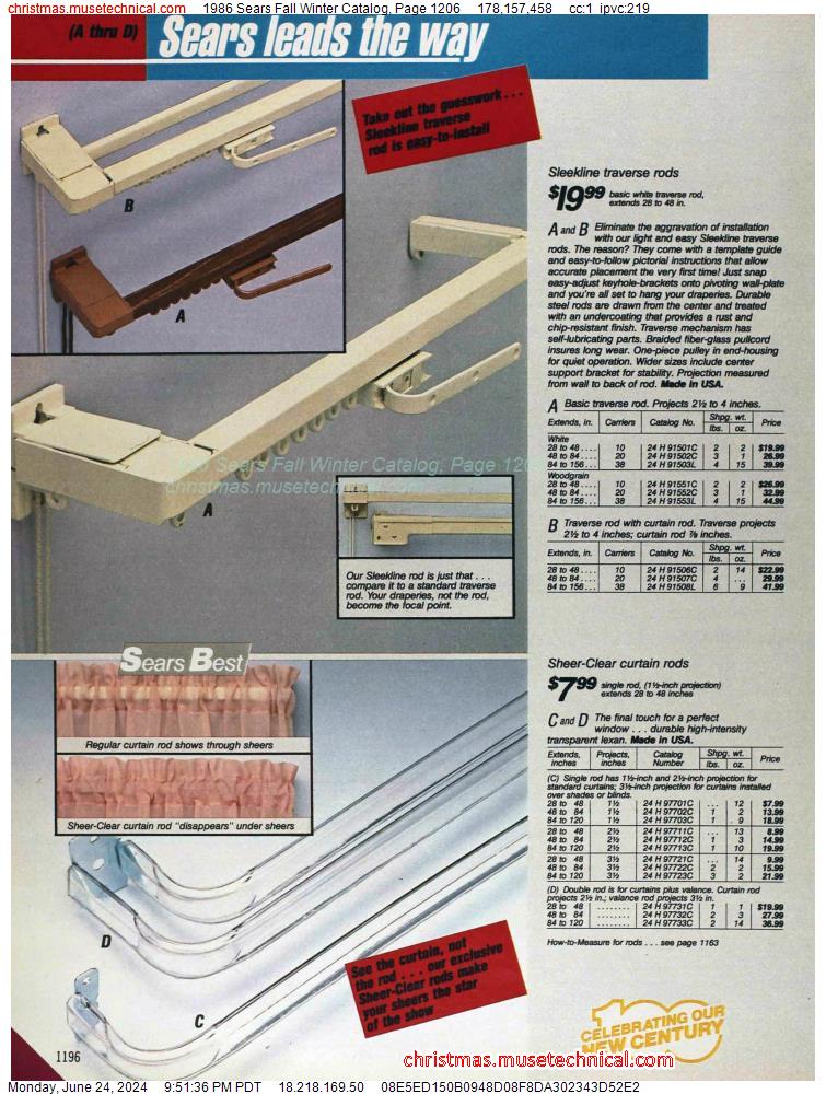 1986 Sears Fall Winter Catalog, Page 1206