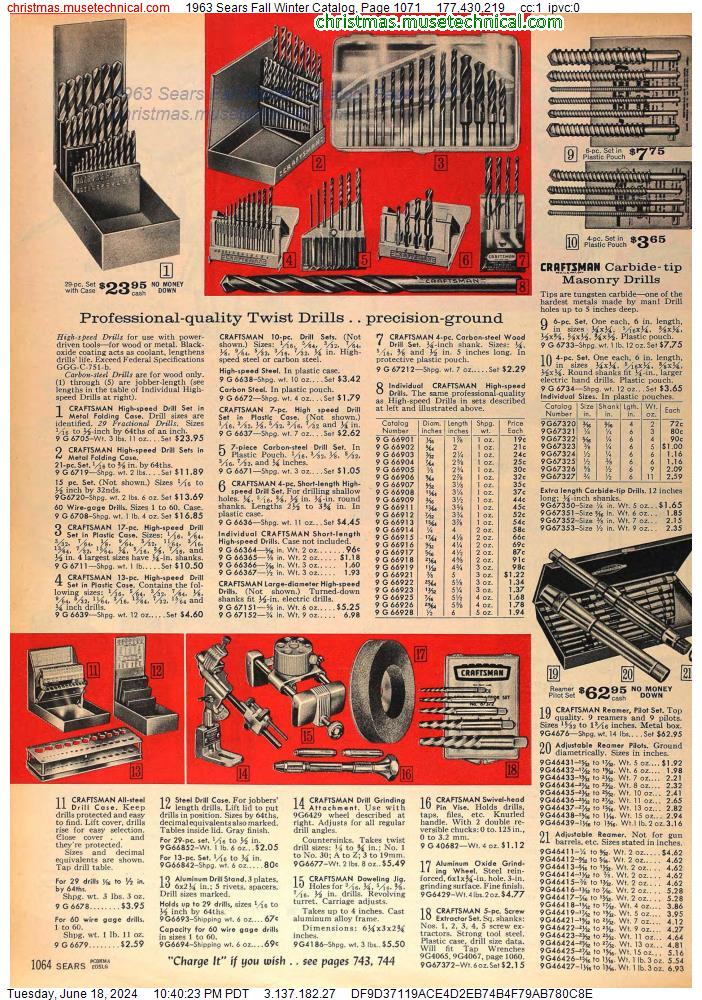 1963 Sears Fall Winter Catalog, Page 1071