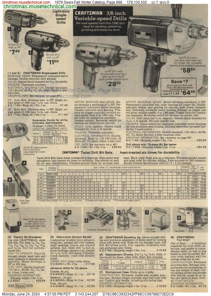 1979 Sears Fall Winter Catalog, Page 898