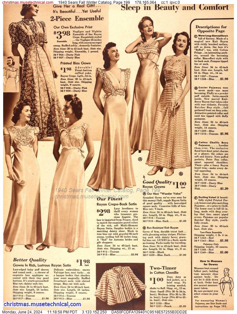 1940 Sears Fall Winter Catalog, Page 199