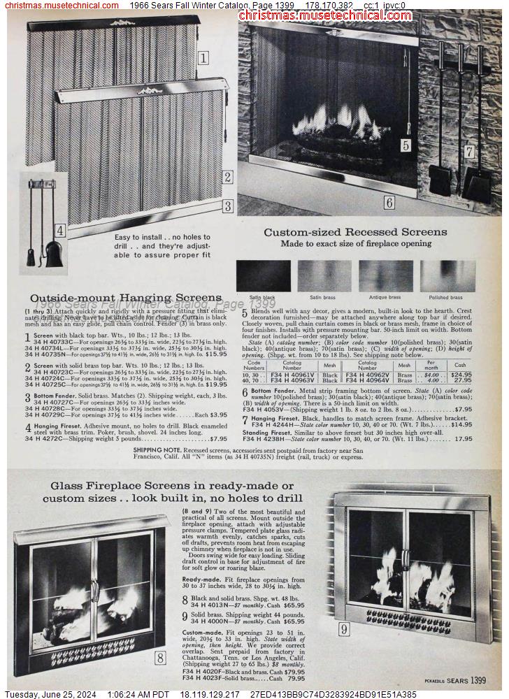 1966 Sears Fall Winter Catalog, Page 1399