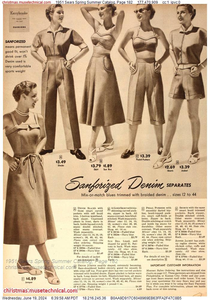 1951 Sears Spring Summer Catalog, Page 182