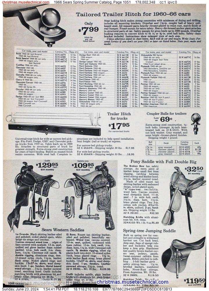 1966 Sears Spring Summer Catalog, Page 1051