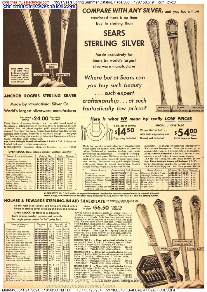 1951 Sears Spring Summer Catalog, Page 500