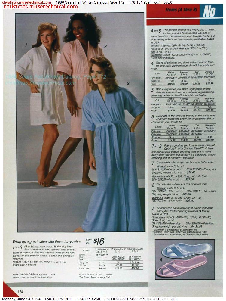 1986 Sears Fall Winter Catalog, Page 172