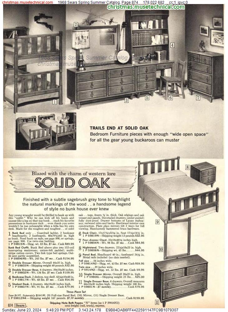 1968 Sears Spring Summer Catalog, Page 874