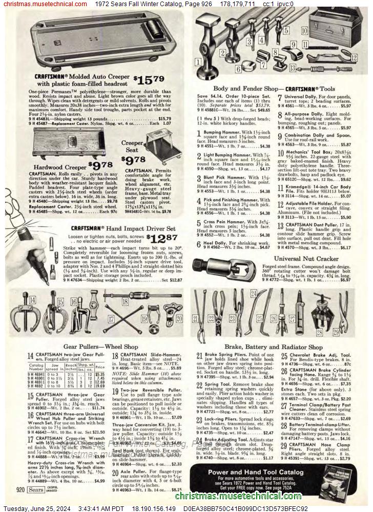 1972 Sears Fall Winter Catalog, Page 926