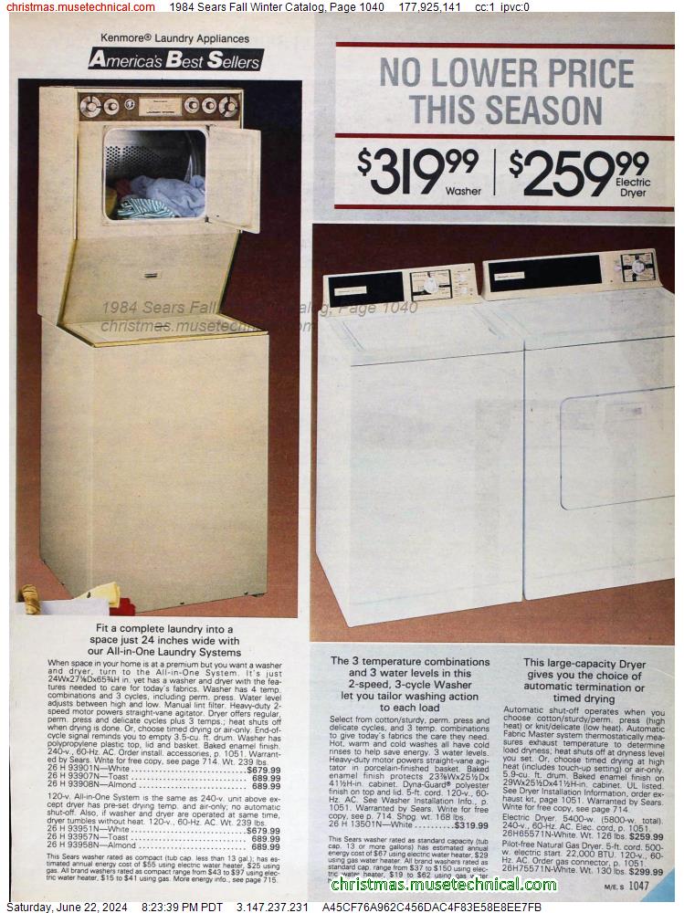 1984 Sears Fall Winter Catalog, Page 1040