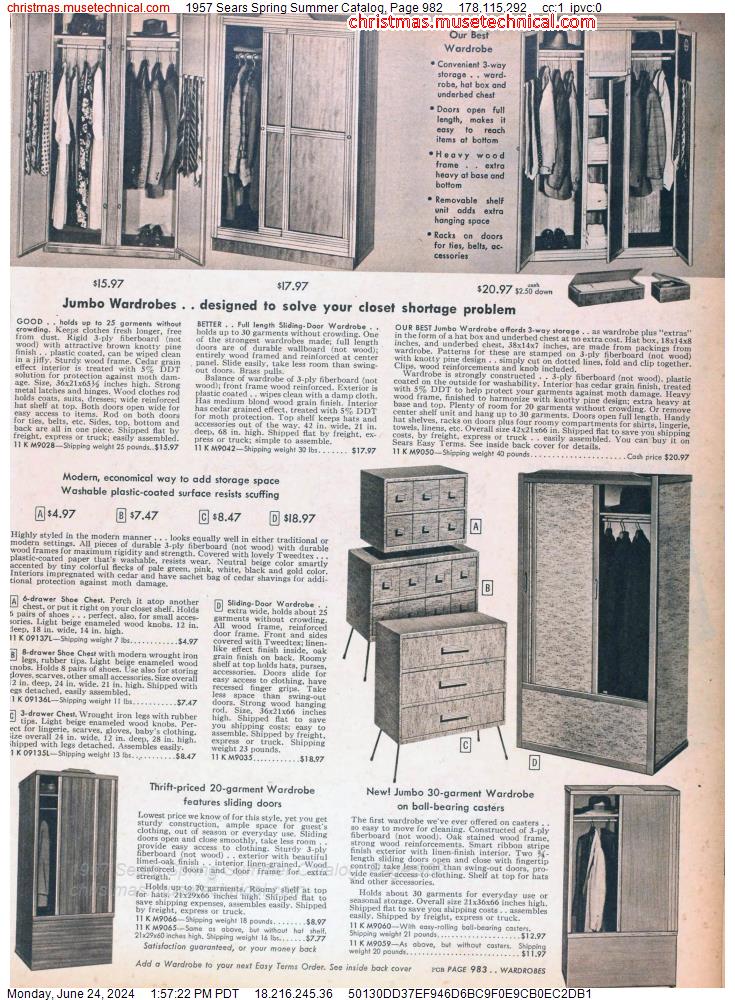 1957 Sears Spring Summer Catalog, Page 982