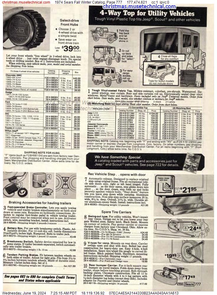 1974 Sears Fall Winter Catalog, Page 777