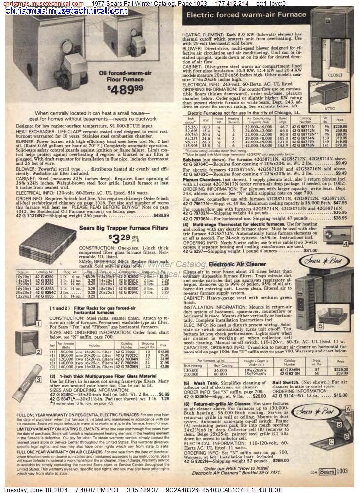 1977 Sears Fall Winter Catalog, Page 1003