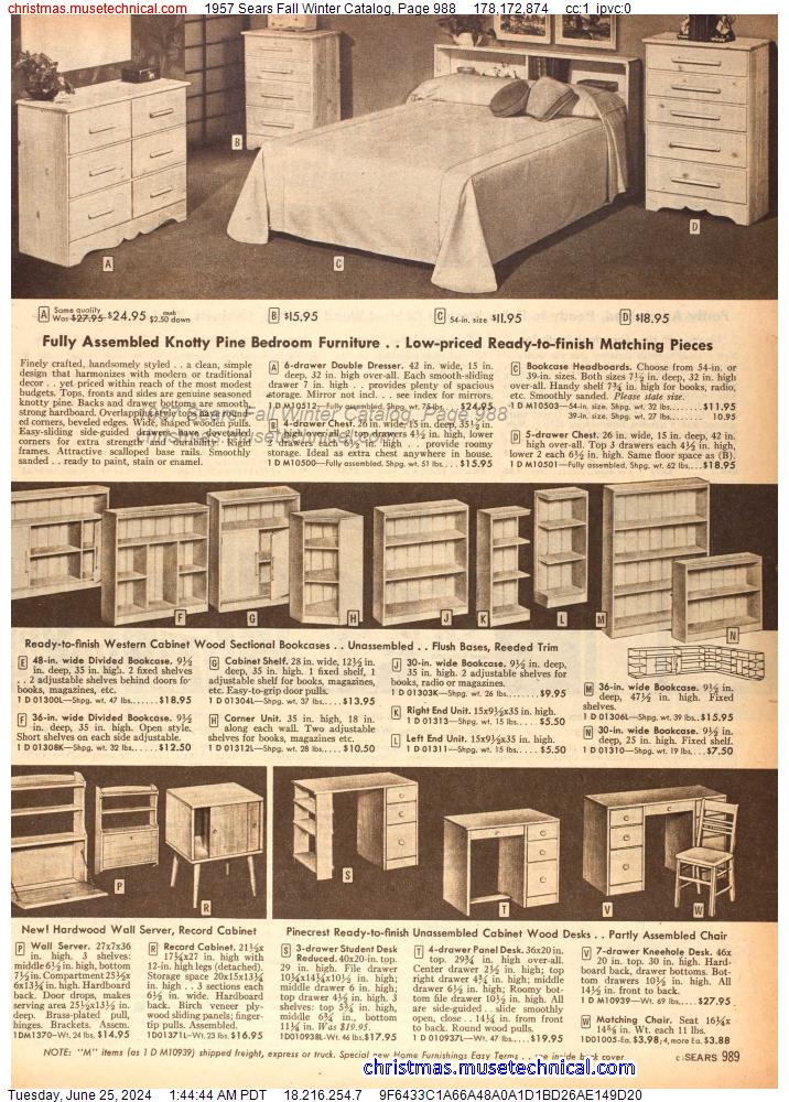 1957 Sears Fall Winter Catalog, Page 988