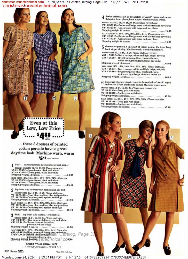 1970 Sears Fall Winter Catalog, Page 332