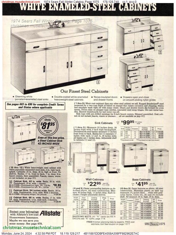 1974 Sears Fall Winter Catalog, Page 1075