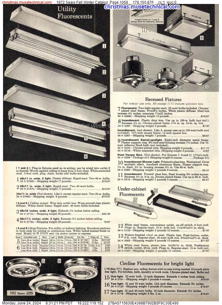 1972 Sears Fall Winter Catalog, Page 1058