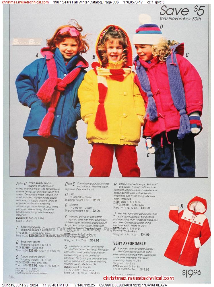 1987 Sears Fall Winter Catalog, Page 336