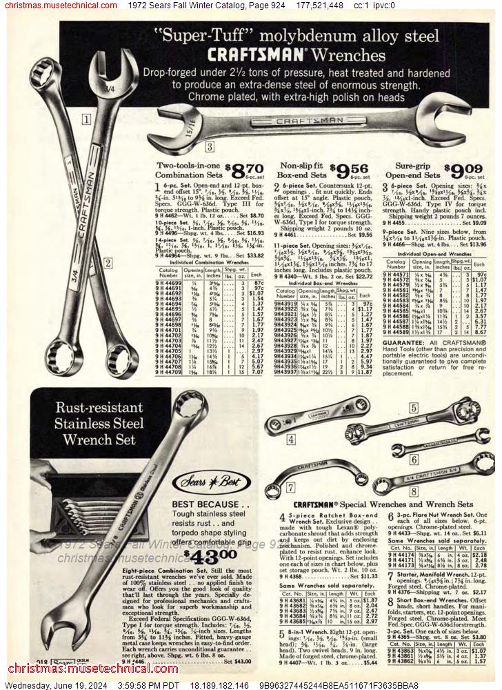 1972 Sears Fall Winter Catalog, Page 924