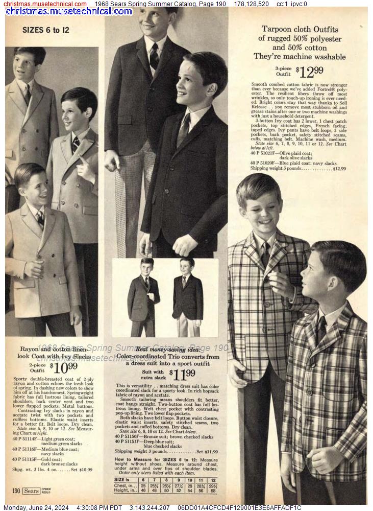 1968 Sears Spring Summer Catalog, Page 190