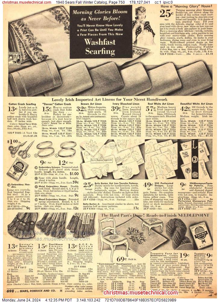 1940 Sears Fall Winter Catalog, Page 750