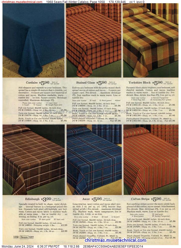 1968 Sears Fall Winter Catalog, Page 1058