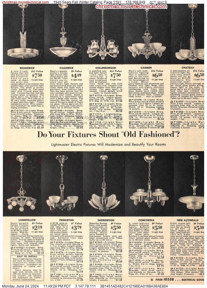 1940 Sears Fall Winter Catalog, Page 1191