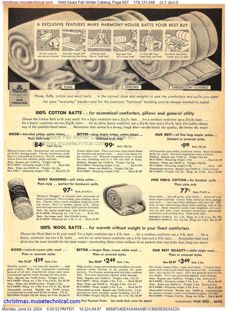 1949 Sears Fall Winter Catalog, Page 607