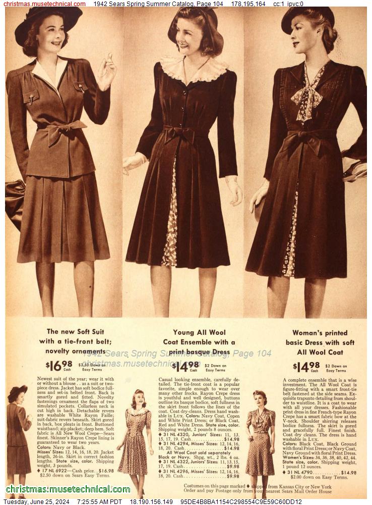 1942 Sears Spring Summer Catalog, Page 104