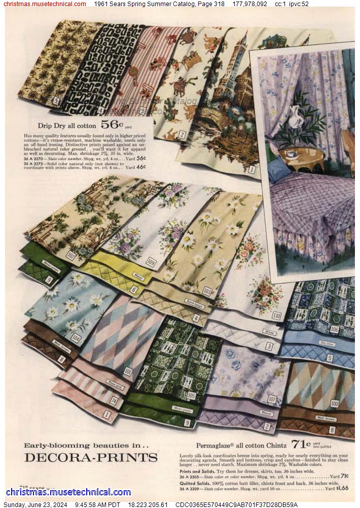 1961 Sears Spring Summer Catalog, Page 318