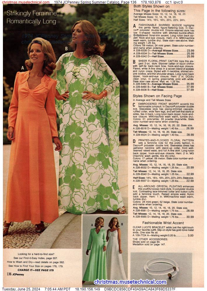1974 JCPenney Spring Summer Catalog, Page 136