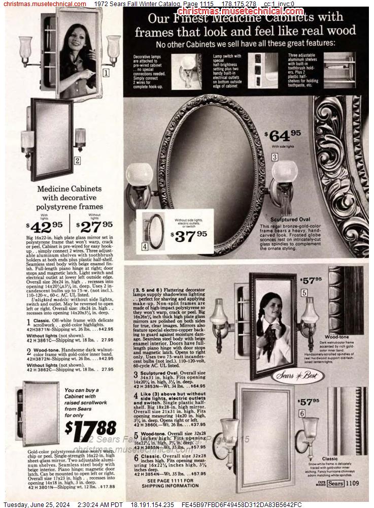 1972 Sears Fall Winter Catalog, Page 1115