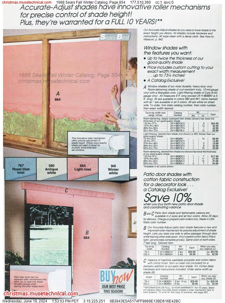1988 Sears Fall Winter Catalog, Page 854