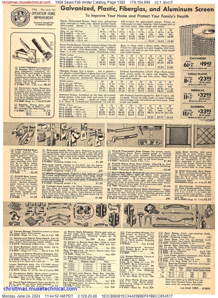 1956 Sears Fall Winter Catalog, Page 1382