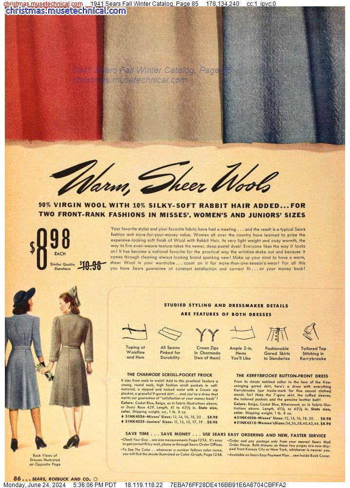 1941 Sears Fall Winter Catalog, Page 85