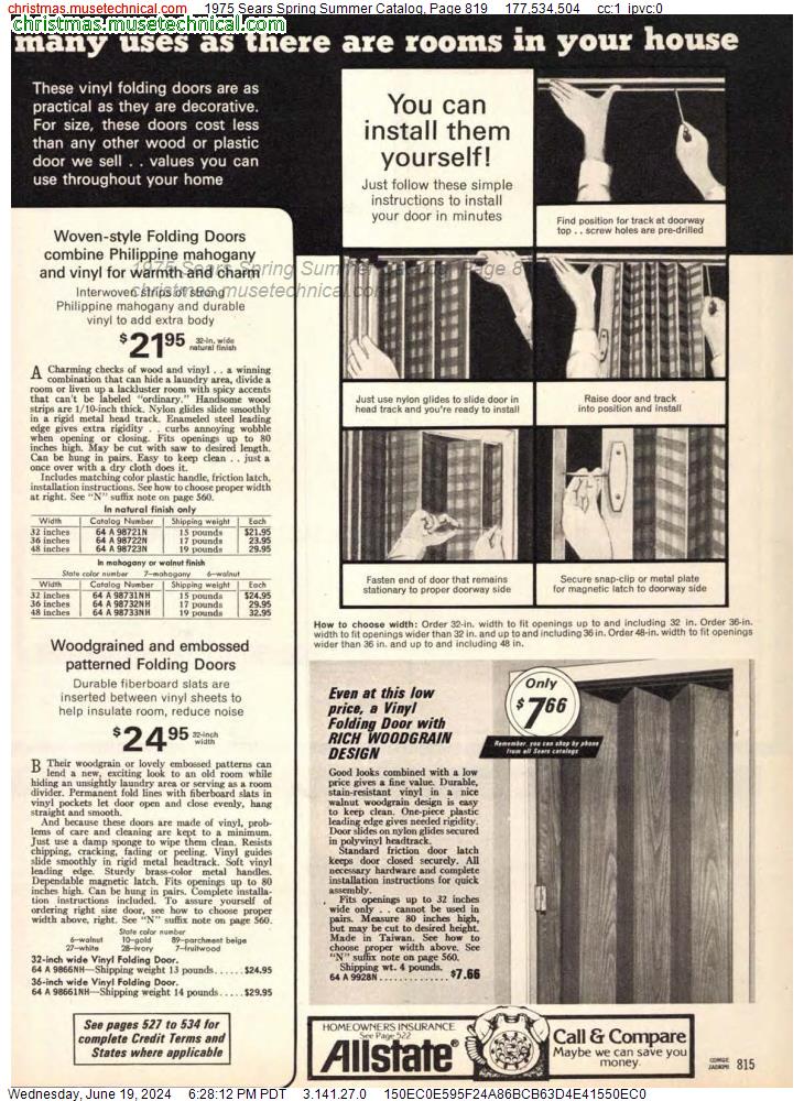 1975 Sears Spring Summer Catalog, Page 819