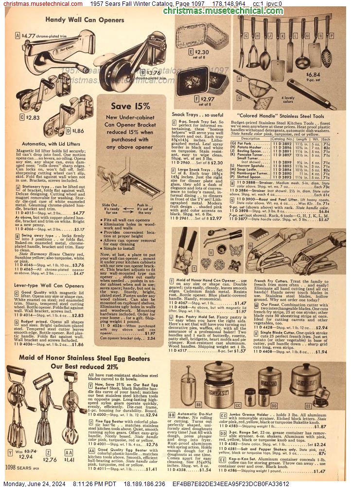 1957 Sears Fall Winter Catalog, Page 1097