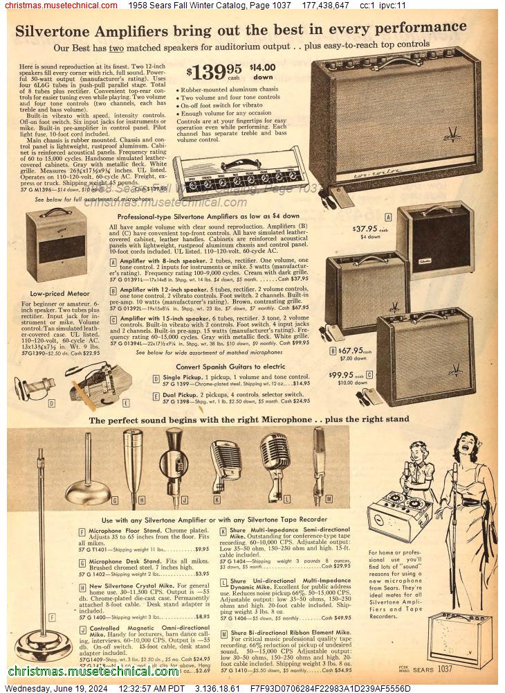 1958 Sears Fall Winter Catalog, Page 1037
