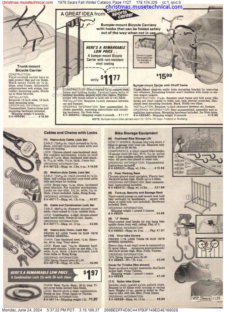 1976 Sears Fall Winter Catalog, Page 1127