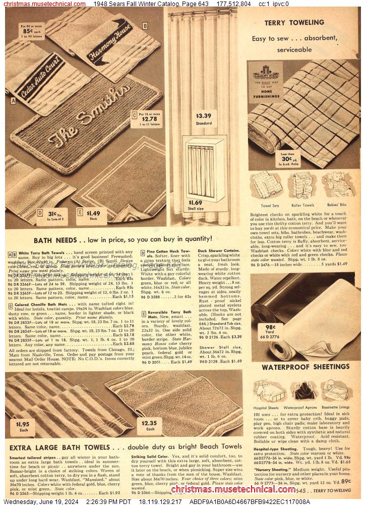 1948 Sears Fall Winter Catalog, Page 643