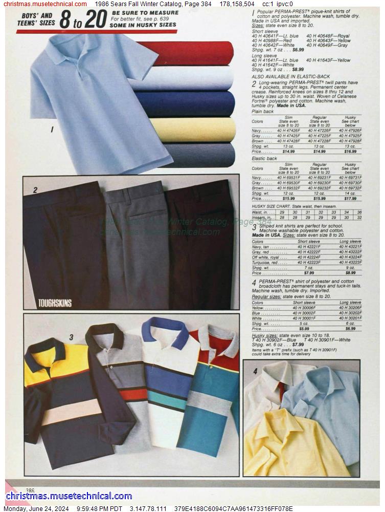 1986 Sears Fall Winter Catalog, Page 384