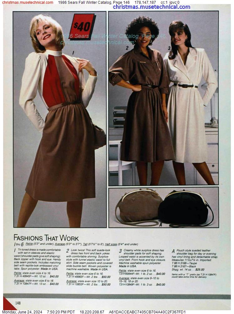 1986 Sears Fall Winter Catalog, Page 146