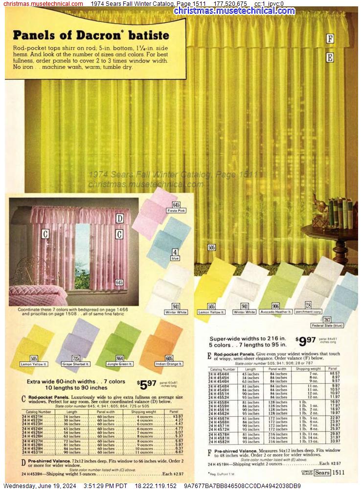 1974 Sears Fall Winter Catalog, Page 1511