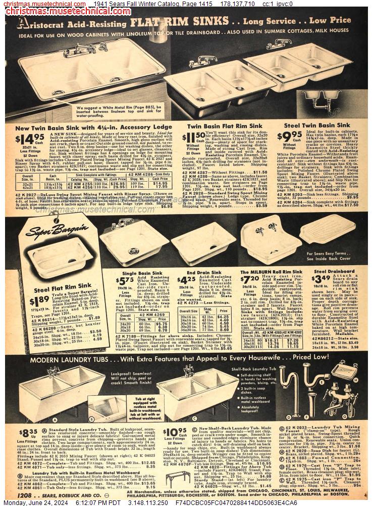 1941 Sears Fall Winter Catalog, Page 1415