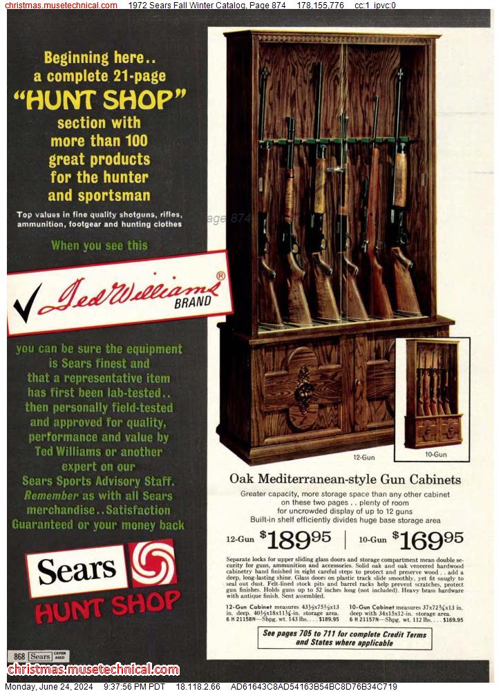 1972 Sears Fall Winter Catalog, Page 874