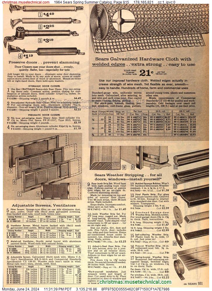 1964 Sears Spring Summer Catalog, Page 915
